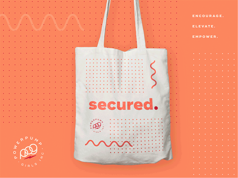 Power Pump Girls - secured. branding illustraion totebag typo