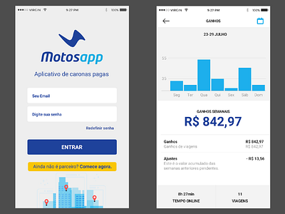 Motosapp - driver app mobile ui