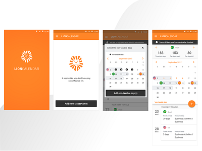 LION Calendar Mobile App design financial material mobile mobile app mobile app design ui