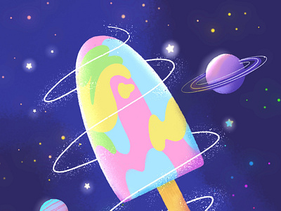 Rainbow Paddle Pop concept art cute art design food illustration galaxy illustration rainbow space