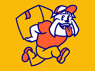 Mascot 3 box brand branding dog logo mascot move orange running yellow