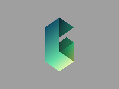 Gradient #1 3d dimensional geometric gradient icon letter logo mark shading vector