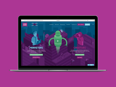 The New IZEA.com fun illustration izea landscape marketing purple rebrand tech vector website world