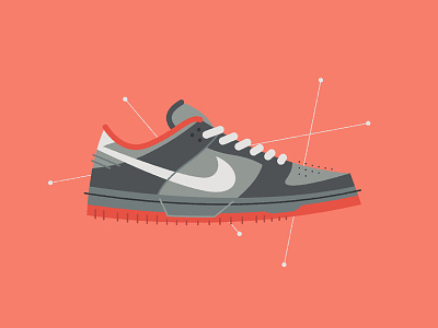 The "Pigeon" abstract dunk illustration mid century nike nyc pigeon poster print sneakers staple vector