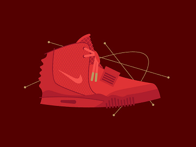 The "Red October" abstract design illustration kanye mid century nike poster print sneakers vector west yeezy