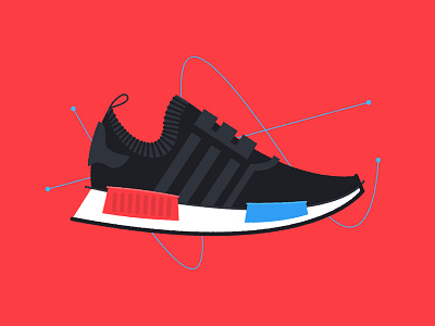 OG Black abstract adidas boost design illustration mid century nmd poster print sneakers vector