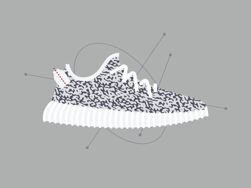 YZY Boost 350 V1 abstract adidas boost design illustration kanye mid century poster print sneakers vector west
