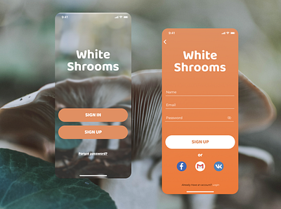 WhiteShrooms / mobile app app dailyui dailyui 001 design logo minimal ui ux