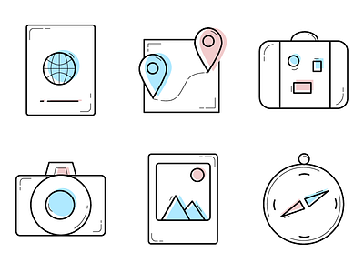 Travel icons app design icon identity illustration illustrator ios logo minimal type vector web