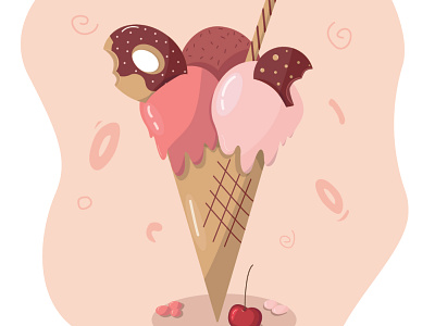 Ice-cream design illustration illustrator minimal vector web
