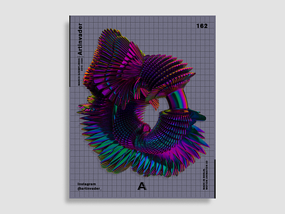Artinvader Project 162 3d abstract abstract shape adobe art artwork blender c4d cinema 4d graphic graphic design holographic iridescent modern octane poster print ring spikes visual art