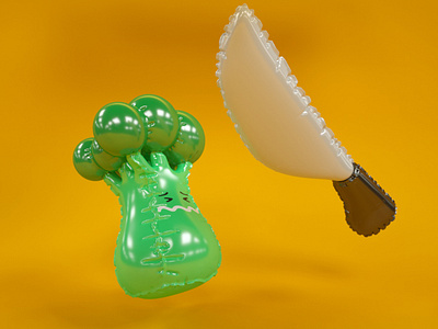 cut the broccoli)) 3d 3d art avatar avatars broccoli c4d character cinema4d design knife octane vegetables