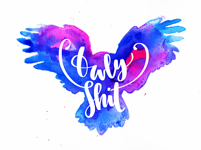 Owly shit color ink lettering owl