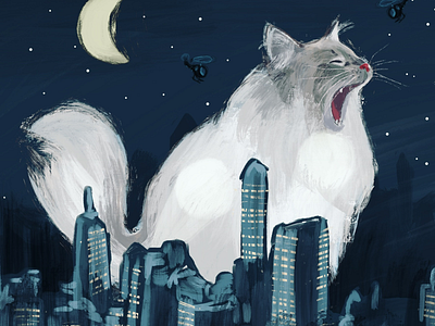 Catzilla cat illustration procreate