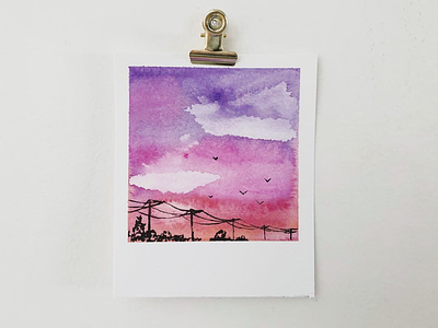 Watercolor snapshot watercolor polaroïd sky paint