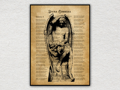 "Le génie du mal" by Guillaume Geefs over Divina Commedia's text divina commedia guillaume geefs illustration lucifer poster poster design vector vintage