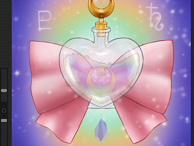 Moon potion anime bottle crystal design glass glassbottle heart heartbottle heartshapedbottle icon iconic illustration inspired moon purple rainbow sailor sailorscout scout stone