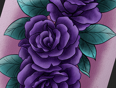 Roses art design floral flower flowers illustration neotraditional pink purple rose roses tattoo tattooart tattoodesign teal