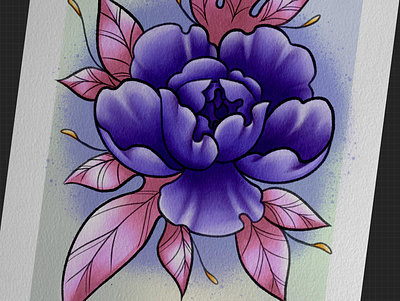 Peony colorful design floral flower illustration illustration orange peony peonyflower pink purple simple tattoo tattooart tattoodesign