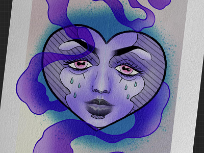 Moody heart art clubs design eyes heart hearts illustration moody pinkeye pinkeyes purpleheart sad sadgirl sadgirlsclub smoke tattoo tattooart tattoodesign tears