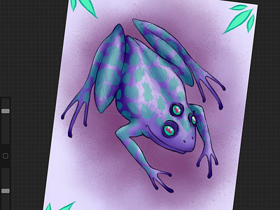 Mutant frog amphibian art artwork design frog illustration leopard leopardfrog mutantfrog neotraditional pink purple purplefrog sketch spotted teal