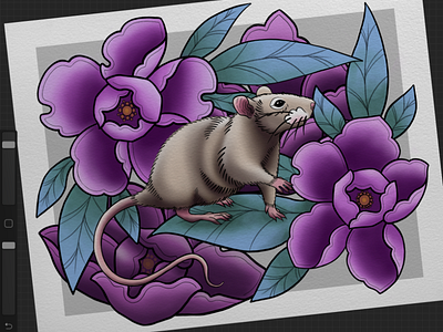 Rat & peony flowers