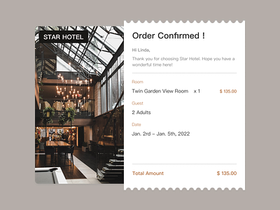 Email Receipt for Hotel Room Order daily 017 daily ui