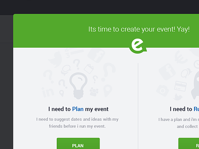 Creat Event cta flat green icons modal
