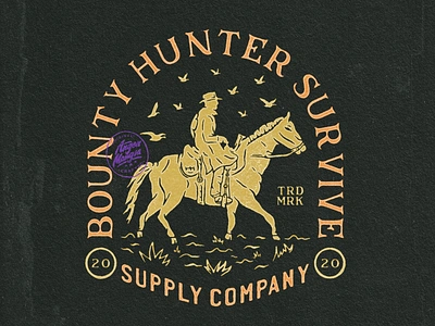 Bounty Hunter Survive angonmangsa badges branding design graphicdesign hand drawn horse logo illustration logo badge logodesign logotype survive vintage vintage badge vintage design