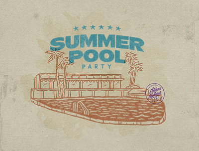 Summer Pool angonmangsa badges branding design graphicdesign hand drawn illustration logodesign party pool party summer summer party typography vintage vintage badge vintage design