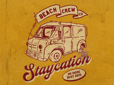 Staycation angonmangsa badges beach beach party branding design graphicdesign hand drawn illustration logodesign typography vacation van vintage vintage badge vintage design