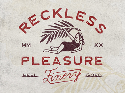 Reckless Pleasure angonmangsa apparel apparel design badges branding design graphicdesign hand drawn illustration logodesign merch merchandise tshirt typography vintage vintage badge vintage design