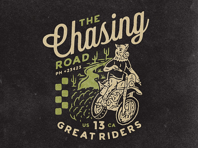 Chasing Road angonmangsa badges bike bikers branding design graphicdesign hand drawn illustration logodesign motorbike motorcycle supply tees tshirt tshirtdesign typography vintage vintage badge vintage design