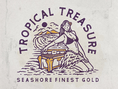 Tropical Treasure angonmangsa badges beach branding design girl gold graphicdesign hand drawn hawaii hula illustration logo sea seashore tropical tshirt ui vacation vector