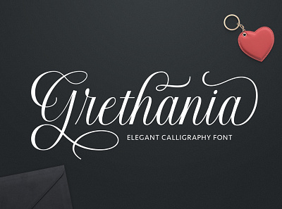 Grethania Script alternate calligraphy card femine flower font logo modren script vintage wedding