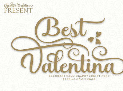 Best Valentina calligraphy card feminine flower logo script wedding white
