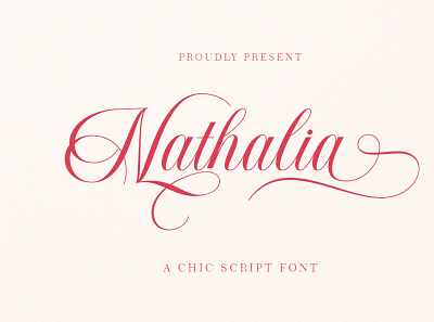 Nathalia alternate branding calligraphy card design elegant femine flower handwritten logo script wedding