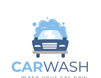 car wash blue car wash clean design design art flat illustration logo logotype minimal typography vector