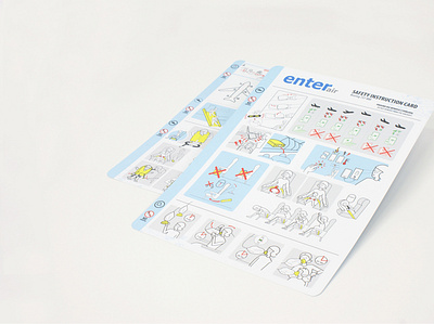 safety instruction card airplane brand design instruction