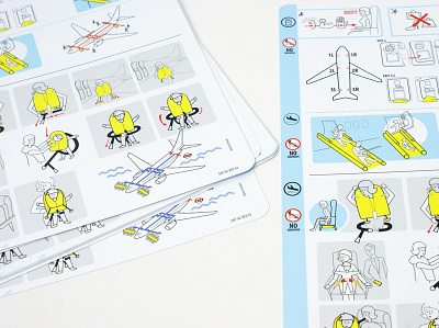 safety instruction card airplane airport brand brand design design