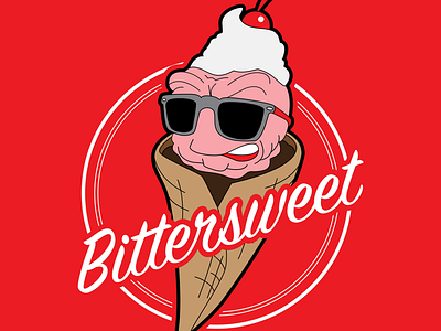 Bittersweet bittersweet cherry circle color design hand drawn ice cream sunglasses vector