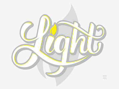 Light custom fire gray grey hand hand letter lettering light script vector yellow