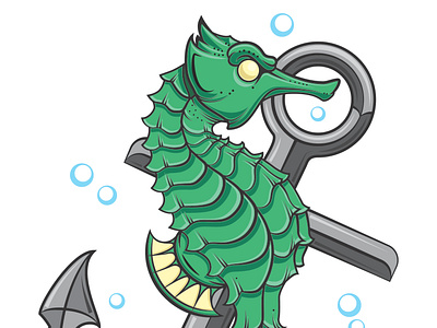 Stay Grounded anchor color custom design green illustration seahorse vector
