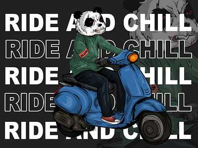 RIDE AND CHILL design graphic design illustration indonesia merchandise panda twowheels vector
