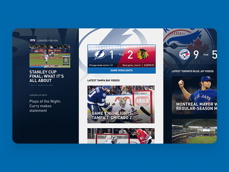 Team Lander Scroll (Sportsnet Concept) after effects baseball basketball hockey interface lander league motion graphics on demand ottawa sports sportsnet teams ui ux video