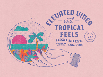 Elevated Vibes beach crystal ball design graphic design illustration vibes
