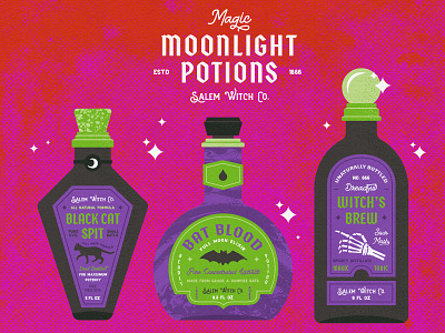 Magic Moonlight Potions design graphic design halloween illustration potions spell