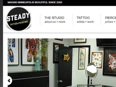 Steady Tattoo & Body Piercing Site Redesign