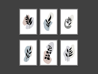 abstract boho flower leaves silhouette art nature