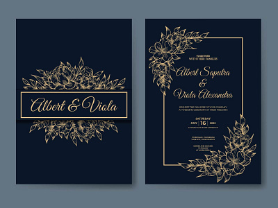 outline floral wedding invitation template outline